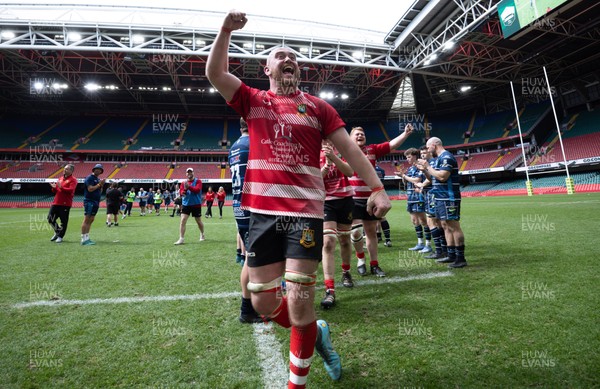 190426 - Brecon Athletic v Bargoed Athletic, Mens Division 5 Final - Captain Will Prosser of Brecon Athletic celebrates after winning the final
