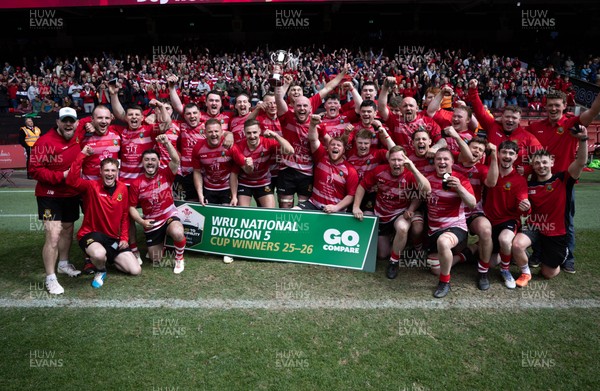 190426 - Brecon Athletic v Bargoed Athletic, Mens Division 5 Final - Brecon Athletic celebrate after winning the final