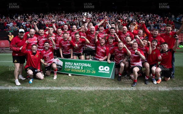 190426 - Brecon Athletic v Bargoed Athletic, Mens Division 5 Final - Brecon Athletic celebrate after winning the final