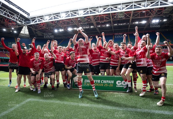 190426 - Brecon Athletic v Bargoed Athletic, Mens Division 5 Final - Brecon Athletic celebrate after winning the final