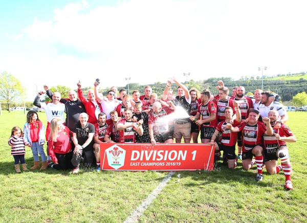 040519 - Brecon v Cwmbran -  WRU National League 1 East -  Brecon celebrate winning the league 