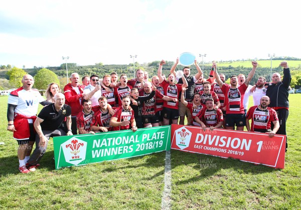 040519 - Brecon v Cwmbran -  WRU National League 1 East -  Brecon celebrate winning the league and WRU National Plate