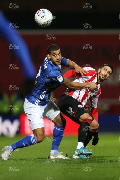 111219 - Brentford v Cardiff City, Sky Bet Championship - Lee Peltier of Cardiff City and Said Benrahma of Brentford compete for the ball