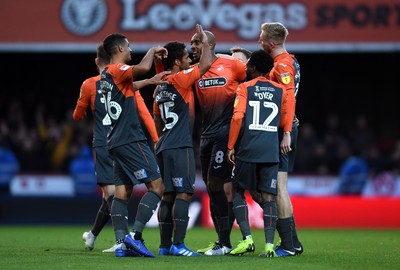 081218 - Brentford v Swansea City - SkyBet Championship - Leroy Fer (8) of Swansea City celebrates scoring goal with team mates