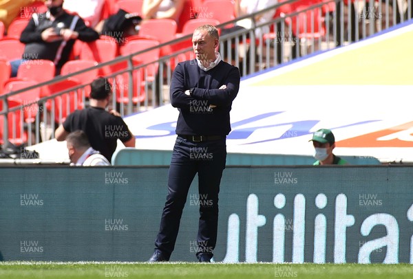290521 - Brentford v Swansea City - SkyBet Championship Play off Final - Swansea City Manager Steve Cooper looks on