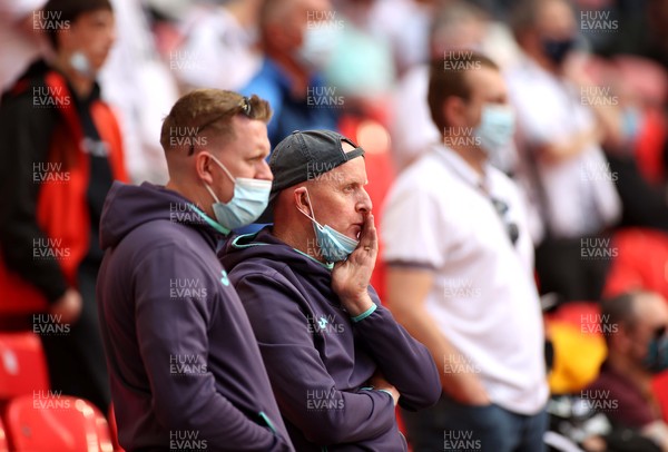 290521 - Brentford v Swansea City - SkyBet Championship Play off Final - Swansea City fans look dejected
