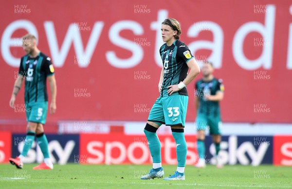 290720 - Brentford v Swansea City - EFL SkyBet Championship Play-Off - Conor Gallagher of Swansea City looks dejected after Brentford goal