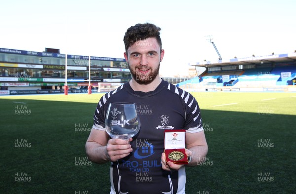 080417 - Bridgend Athletic II v Treorchy - WRU Youth Bowl Final -  Captain of Treorchy Gethin Pugh with The WRU Bowl Final and his winners medal