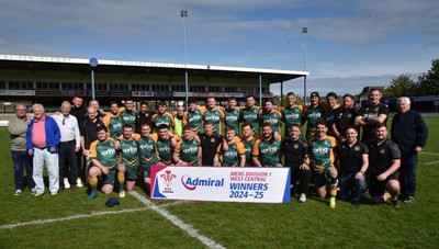 260425 - Bridgend Athletic v Skewen - Admiral National League 1 West Central - Bridgend Athletic celebrate winning the league