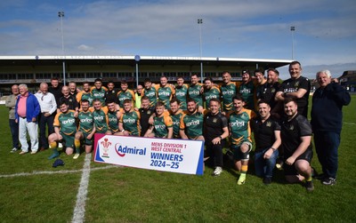 260425 - Bridgend Athletic v Skewen - Admiral National League 1 West Central - Bridgend Athletic celebrate winning the league