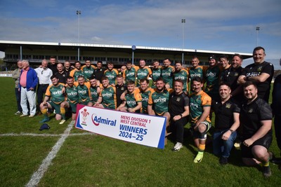 260425 - Bridgend Athletic v Skewen - Admiral National League 1 West Central - Bridgend Athletic celebrate winning the league
