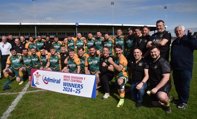 260425 - Bridgend Athletic v Skewen - Admiral National League 1 West Central - Bridgend Athletic celebrate winning the league