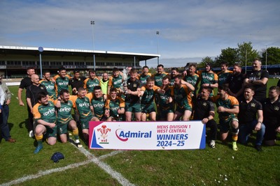 260425 - Bridgend Athletic v Skewen - Admiral National League 1 West Central - Bridgend Athletic celebrate winning the league
