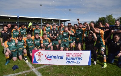 260425 - Bridgend Athletic v Skewen - Admiral National League 1 West Central - Bridgend Athletic celebrate winning the league