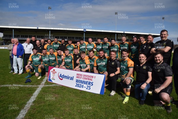 260425 - Bridgend Athletic v Skewen - Admiral National League 1 West Central - Bridgend Athletic celebrate winning the league