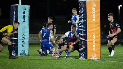 250925 - Bridgend Ravens RFC v Aberavon RFC, Super Rygbi Cymru - Scott Delnevo of Aberavon scores try