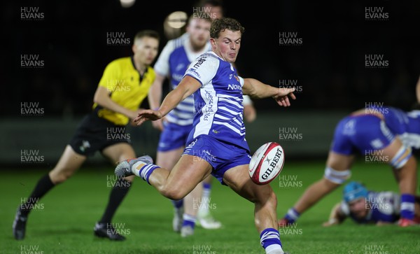 250925 - Bridgend Ravens RFC v Aberavon RFC, Super Rygbi Cymru - Fraser Jones of Bridgend kicks clear
