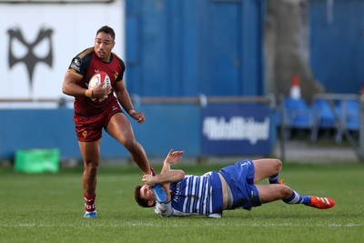 081125 - Bridgend Ravens v RGC - Super Rygbi Cymru - Geth O�Callaghan of RGC is tackled by Fraser Jones of Bridgend 