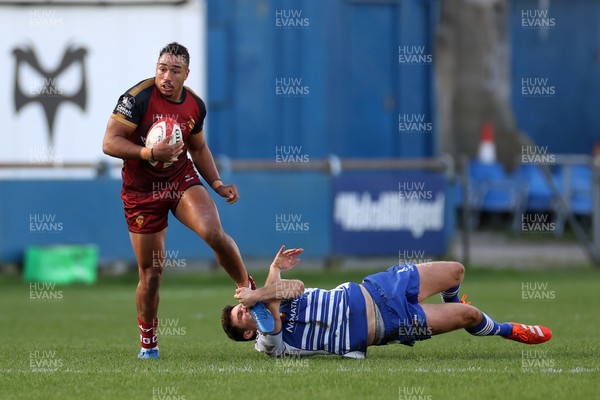 081125 - Bridgend Ravens v RGC - Super Rygbi Cymru - Geth O�Callaghan of RGC is tackled by Fraser Jones of Bridgend 