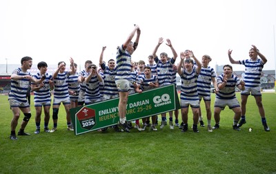 020526 - Bridgend Sports v Lampeter Town, U18s Boys Club Shield Final - Bridgend Sports celebrate after winning the  U18s Boys Club Shield Final