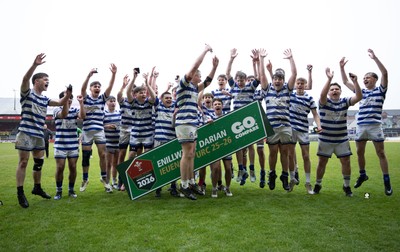 020526 - Bridgend Sports v Lampeter Town, U18s Boys Club Shield Final - Bridgend Sports celebrate after winning the  U18s Boys Club Shield Final