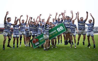 020526 - Bridgend Sports v Lampeter Town, U18s Boys Club Shield Final - Bridgend Sports celebrate after winning the  U18s Boys Club Shield Final