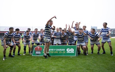 020526 - Bridgend Sports v Lampeter Town, U18s Boys Club Shield Final - Bridgend Sports celebrate after winning the  U18s Boys Club Shield Final