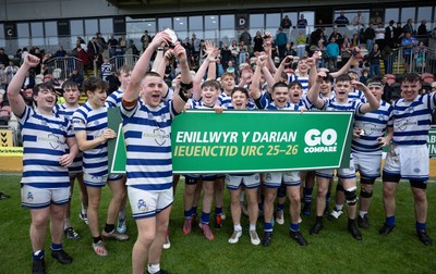 020526 - Bridgend Sports v Lampeter Town, U18s Boys Club Shield Final - Bridgend Sports celebrate after winning the  U18s Boys Club Shield Final