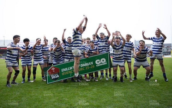 020526 - Bridgend Sports v Lampeter Town, U18s Boys Club Shield Final - Bridgend Sports celebrate after winning the  U18s Boys Club Shield Final