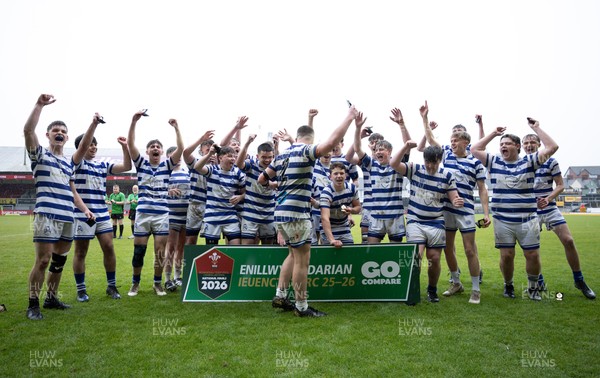 020526 - Bridgend Sports v Lampeter Town, U18s Boys Club Shield Final - Bridgend Sports celebrate after winning the  U18s Boys Club Shield Final