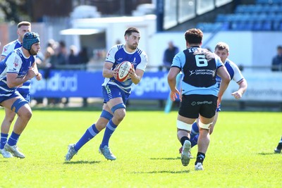 050425 - Bridgend v Cardiff RFC - Super Rygbi Cymru (SRC) - Alfie llewellyn of Bridgend Ravens takes an attacking ball