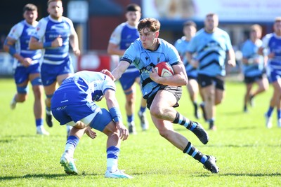 050425 - Bridgend v Cardiff RFC - Super Rygbi Cymru (SRC) -Matty Young of Cardiff takes on Harvey Nash of Bridgend Ravens