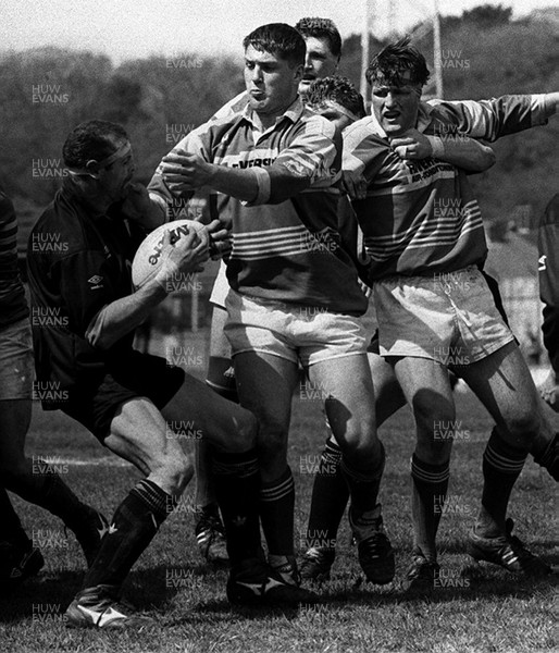 240493 - Bridgend 15 v 33 Neath - SWALEC Cup Semi Final - Neath's Brian Williams is caught by Andrew Gwilym