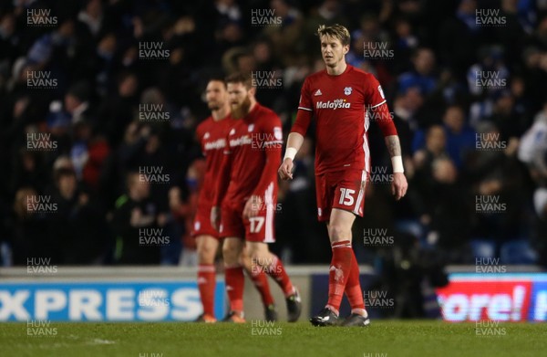 240117 - Brighton & Hove Albion v Cardiff City - SkyBet Championship - Dejected Greg Halford of Cardiff City