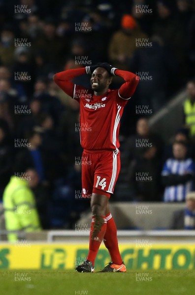 240117 - Brighton & Hove Albion v Cardiff City - SkyBet Championship - Dejected Souleymane Bamba of Cardiff City