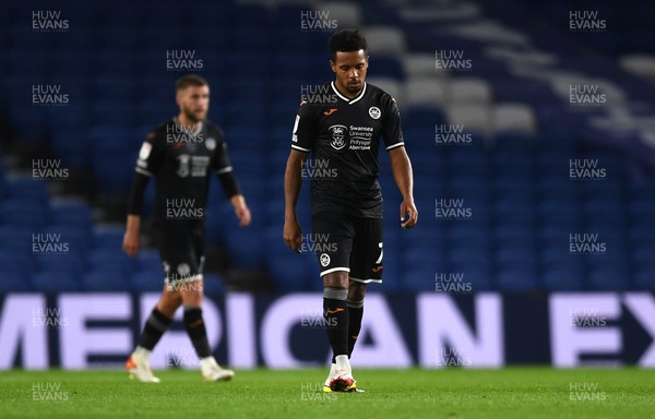 220921 - Brighton & Hove Albion v Swansea City - Carabao Cup - Korey Smith of Swansea City looks dejected after second Brighton goal