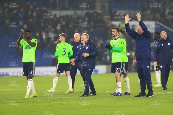 160419 - Brighton and Hove Albion v Cardiff City - Premier League - Neil Warnock and Cardiff players applaud their travelling fans