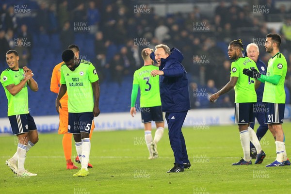 160419 - Brighton and Hove Albion v Cardiff City - Premier League - Neil Warnock celebrates after a 2 - 0 victory at Brighton