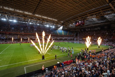 100525 - Bristol Bears v Bath Rugby - Gallagher Premiership - General View of Principality Stadium as Bristol run onto the pitch