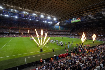 100525 - Bristol Bears v Bath Rugby - Gallagher Premiership - General View of Principality Stadium as Bristol run onto the pitch