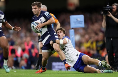 100525 - Bristol Bears v Bath Rugby - Gallagher Premiership - Harry Randall of Bristol is tackled by Ciaran Donoghue of Bath 