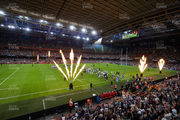 100525 - Bristol Bears v Bath Rugby - Gallagher Premiership - General View of Principality Stadium as Bristol run onto the pitch