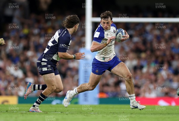 100525 - Bristol Bears v Bath Rugby - Gallagher Premiership - Louie Hennessey of Bath is tackled by Benhard Janse van Rensburg of Bristol 