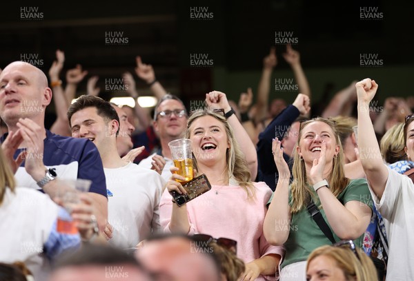 100525 - Bristol Bears v Bath Rugby - Gallagher Premiership - Bristol fans celebrate their team scoring a try