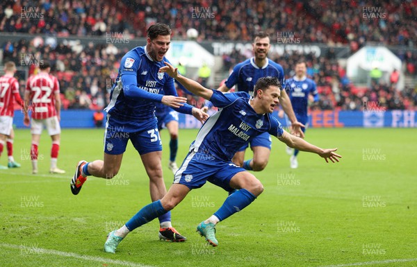 020324 - Bristol City v Cardiff City, EFL Sky Bet Championship - Perry Ng of Cardiff City celebrates after he heads to score goal