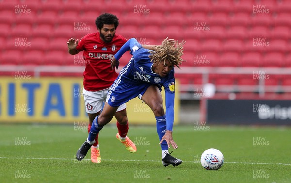 040720 - Bristol City v Cardiff City - SkyBet Championship - Dion Sanderson of Cardiff City is tackled by Jay Dasilva of Bristol City