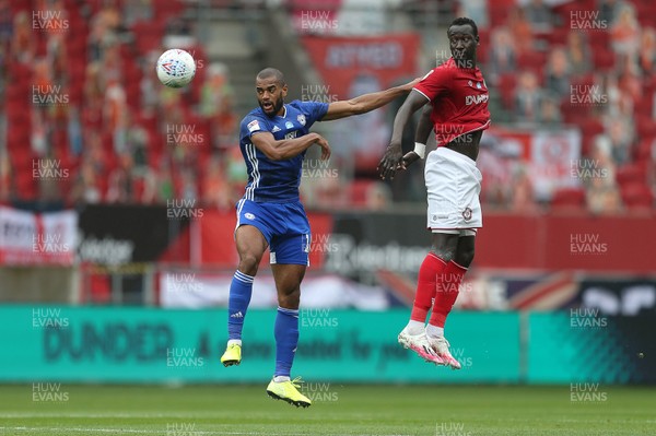 040720 - Bristol City v Cardiff City - SkyBet Championship - Curtis Nelson of Cardiff City and Famara Diedhiou of Bristol City