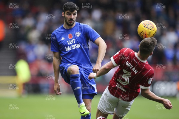 041117 - Bristol City v Cardiff City, Sky Bet Championship - Callum Paterson of Cardiff City plays the ball past Joe Bryan of Bristol City