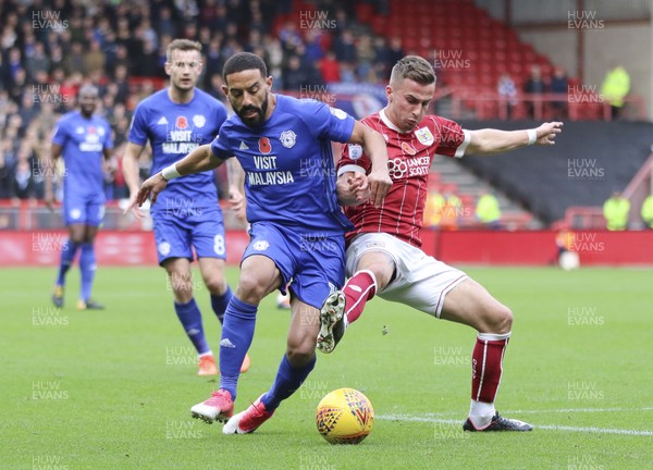 041117 - Bristol City v Cardiff City, Sky Bet Championship - Liam Feeney of Cardiff City and Joe Bryan of Bristol City compete for the ball