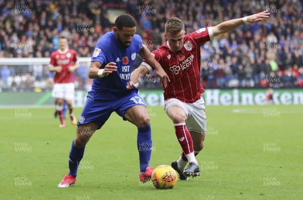 041117 - Bristol City v Cardiff City, Sky Bet Championship - Liam Feeney of Cardiff City and Joe Bryan of Bristol City compete for the ball